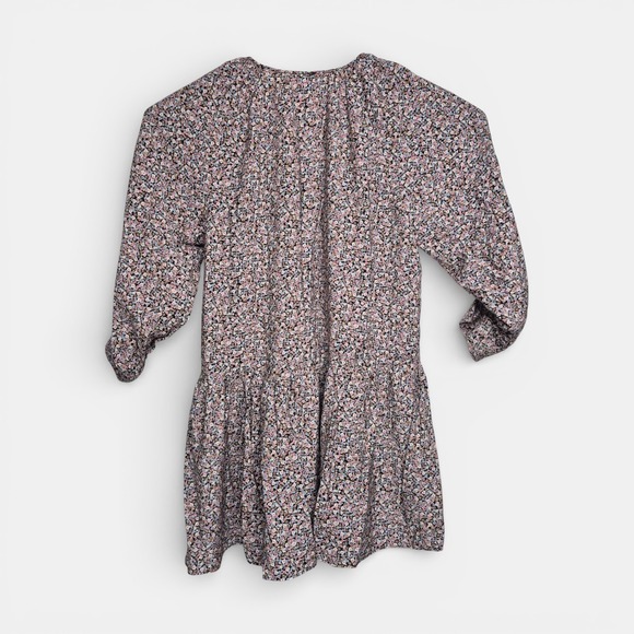 H&M Womens Size M Ditsy Floral Tiered Peplum Tunic Top V-Neck 3/4 Sleeve - Picture 6 of 8